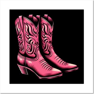 Pink cowboy boots Posters and Art